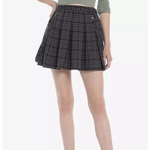 NWT Hot Topic Black & Grey Plaid Suspender Skirt Size M